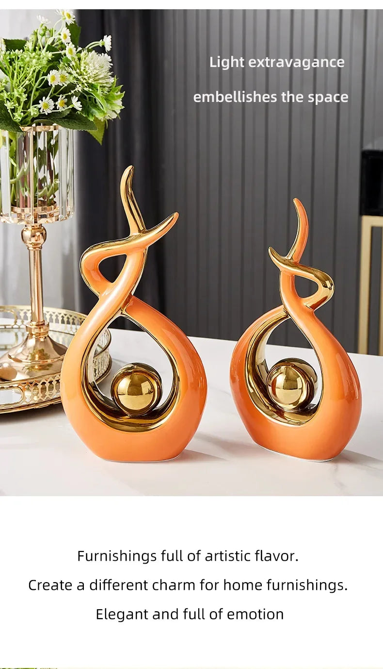 Nordic Ceramic Figurine – Feng Shui Home Decoration Statue