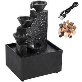 Tabletop Waterfall Fountain – Mini Desktop Flowing Water Decor with Soft Lights