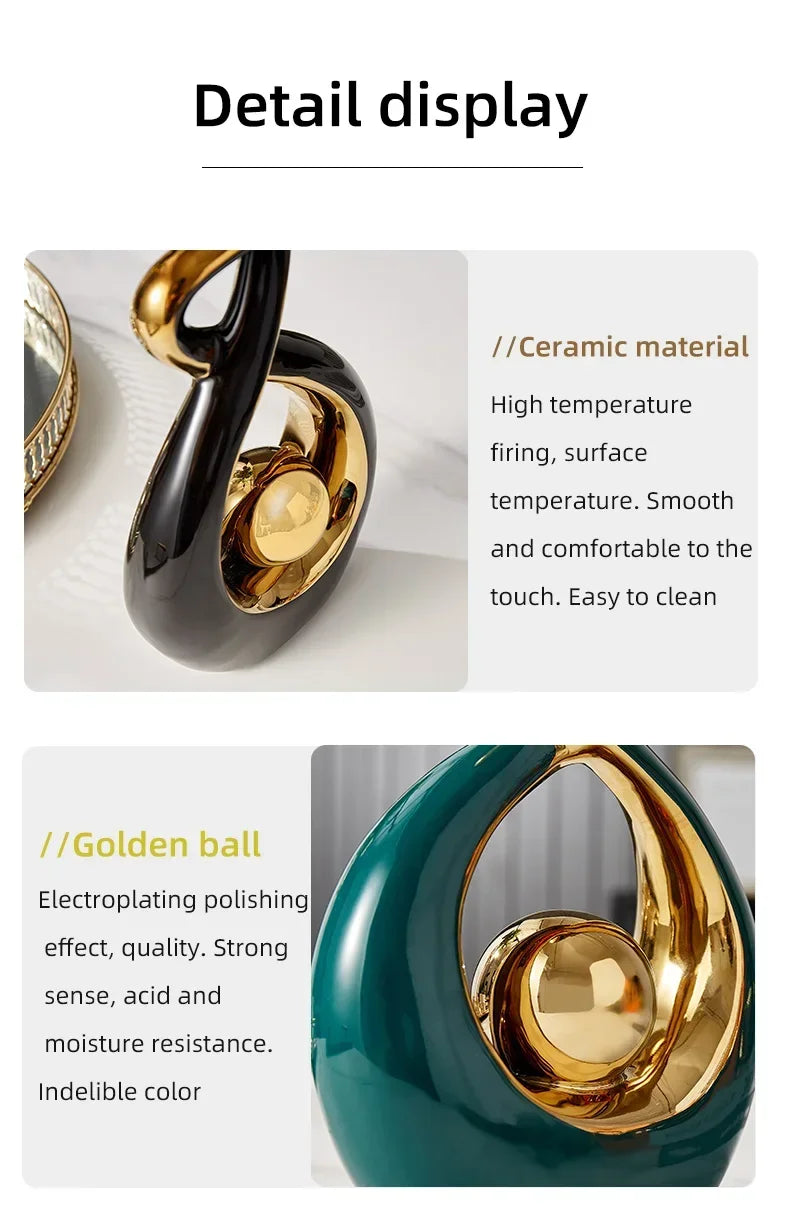 Nordic Ceramic Figurine – Feng Shui Home Decoration Statue