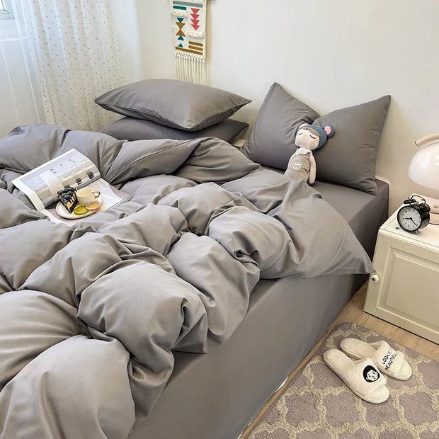 Soft Gray Duvet Cover – Brushed Polyester Bedding for Home (No Pillowcase)