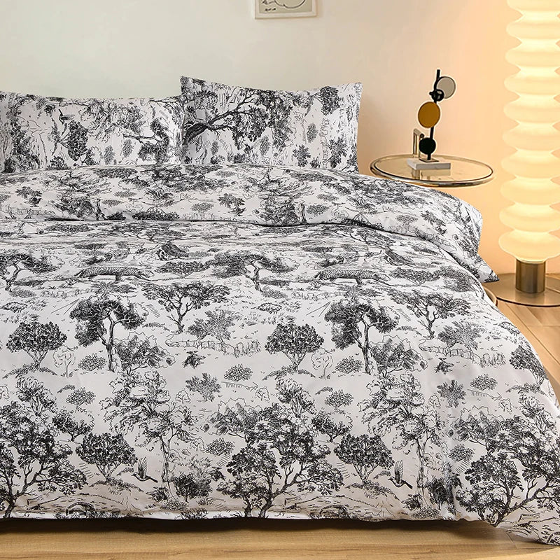 Black Marble Duvet Cover Set – Reactive Printed Polyester Bed Linen