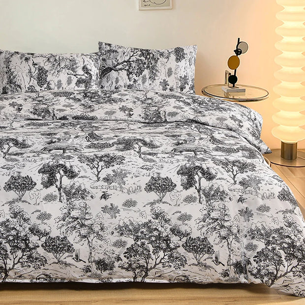 Black Marble Duvet Cover Set – Reactive Printed Polyester Bed Linen
