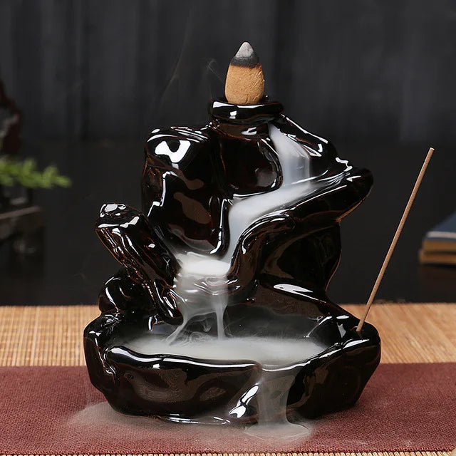 Ceramic Backflow Incense Burner – Zen Aromatherapy Decor for Home, Yoga, and Meditation