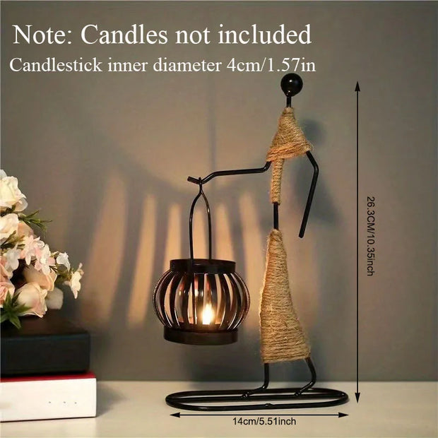 Nordic Abstract Metal Candle Holder – Handmade Character Sculpture Decor