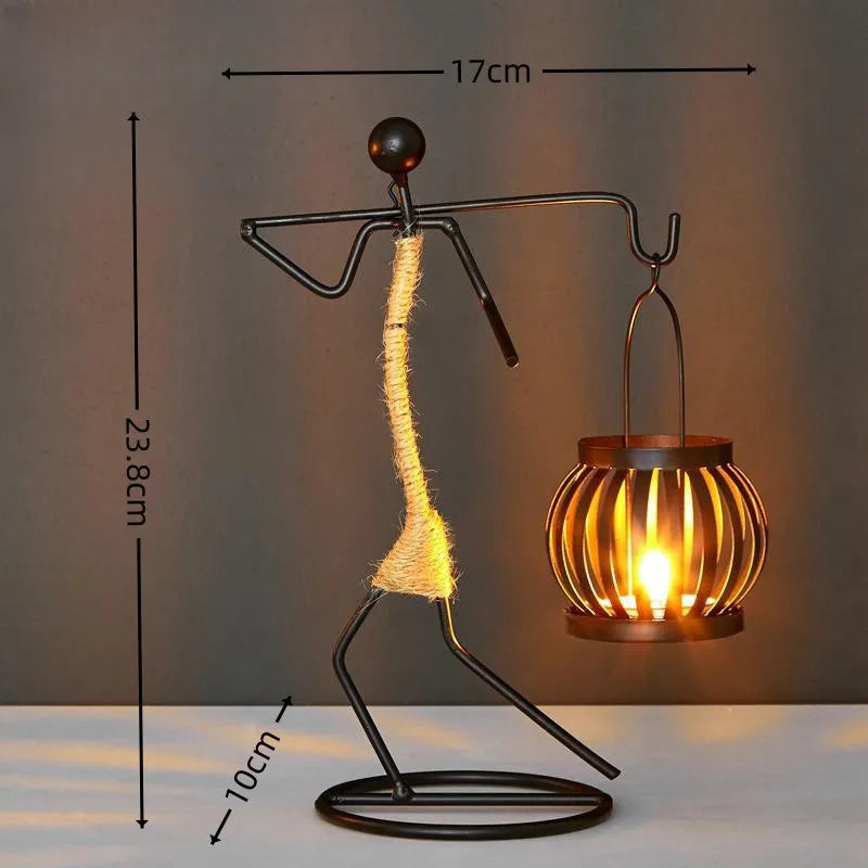 Nordic Abstract Metal Candle Holder – Handmade Character Sculpture Decor