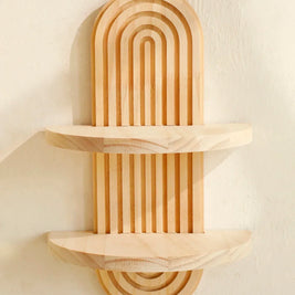 Boho Wooden Wall Shelves – Modern Home Decor Storage Rack