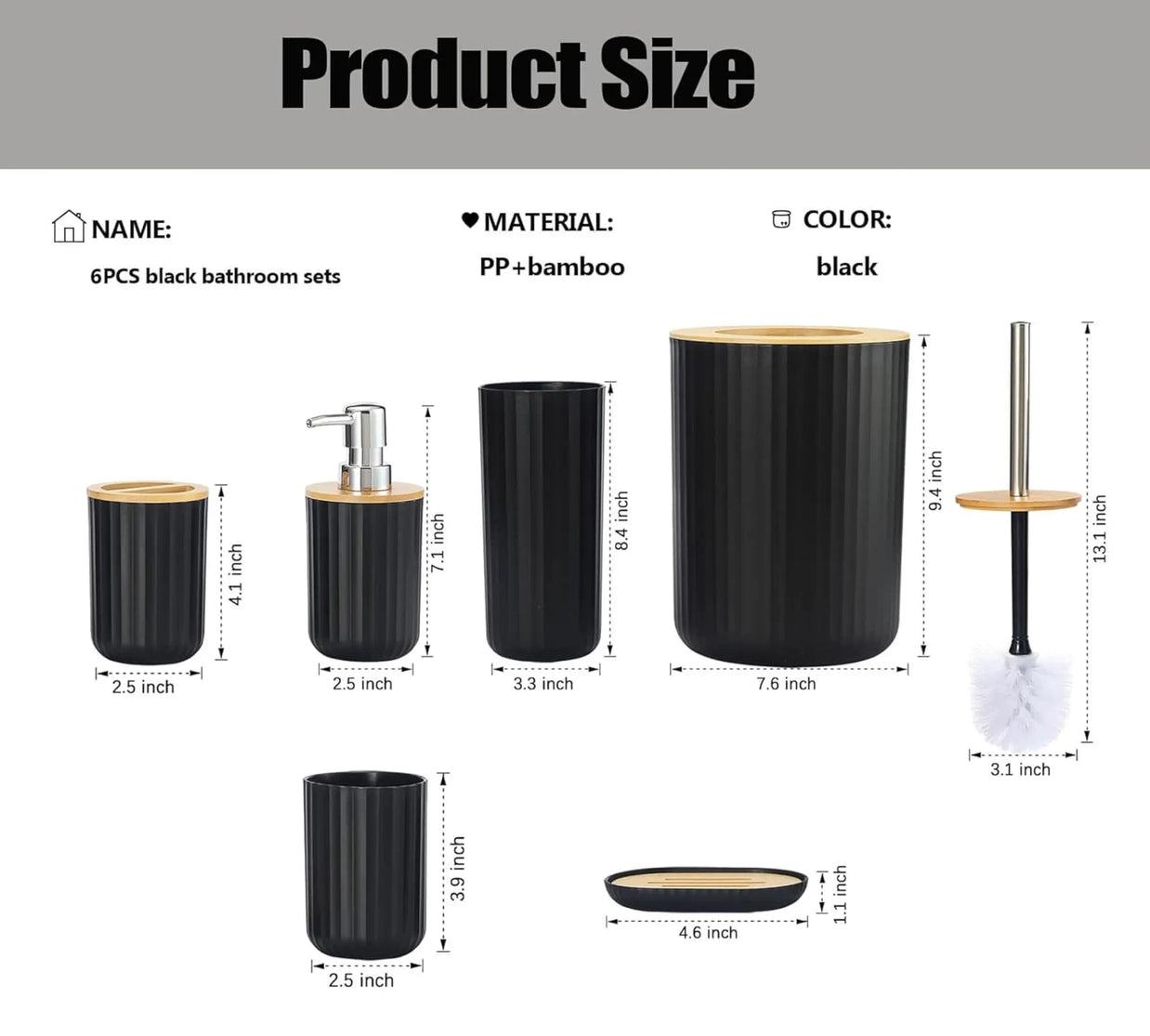 Modern 6-Piece Bathroom Accessories Set – Complete Organizer Kit