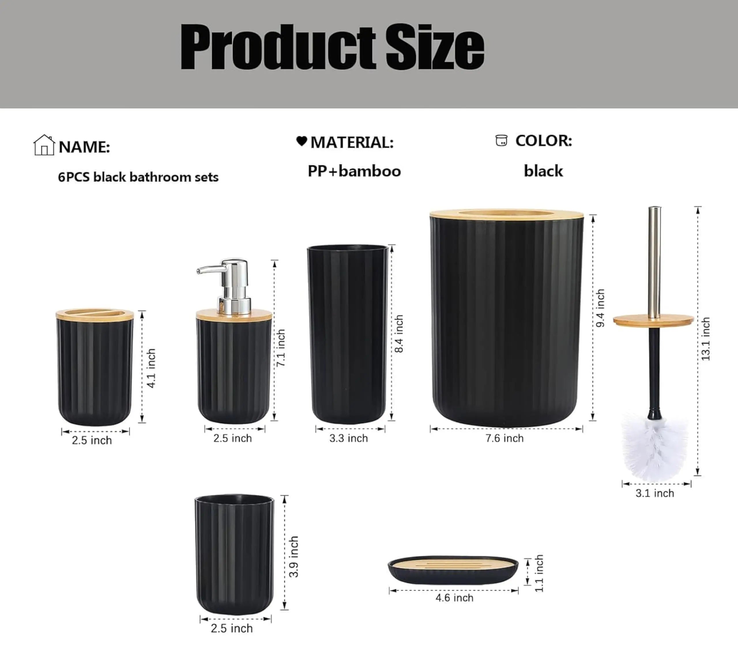 Modern 6-Piece Bathroom Accessories Set – Complete Organizer Kit