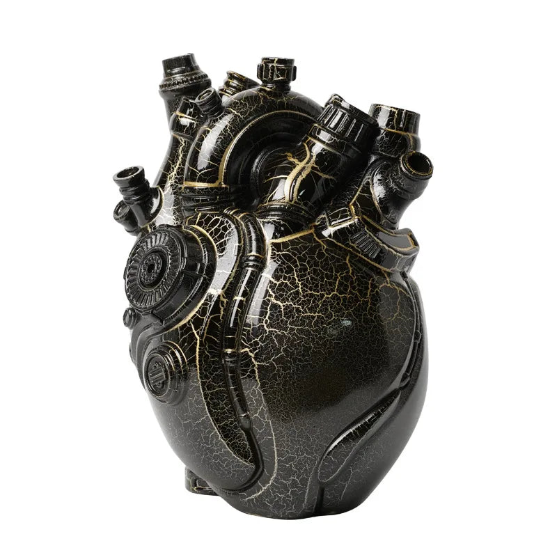 Mechanical Heart Resin Vase – Unique Home Desktop Decoration