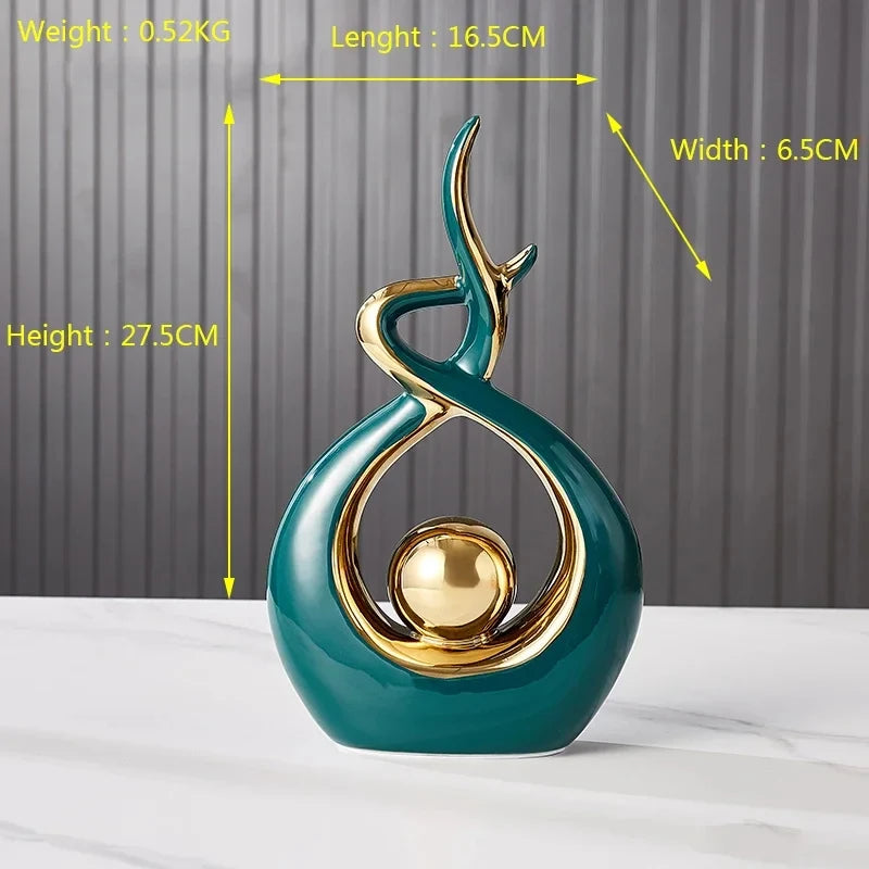 Nordic Ceramic Figurine – Feng Shui Home Decoration Statue