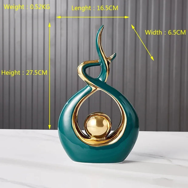 Nordic Ceramic Figurine – Feng Shui Home Decoration Statue