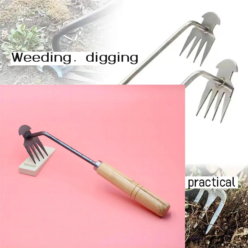 Heavy-Duty Manganese Steel Weeding Tool – 4/11 Tooth Manual Soil Excavator for Garden & Lawn Care