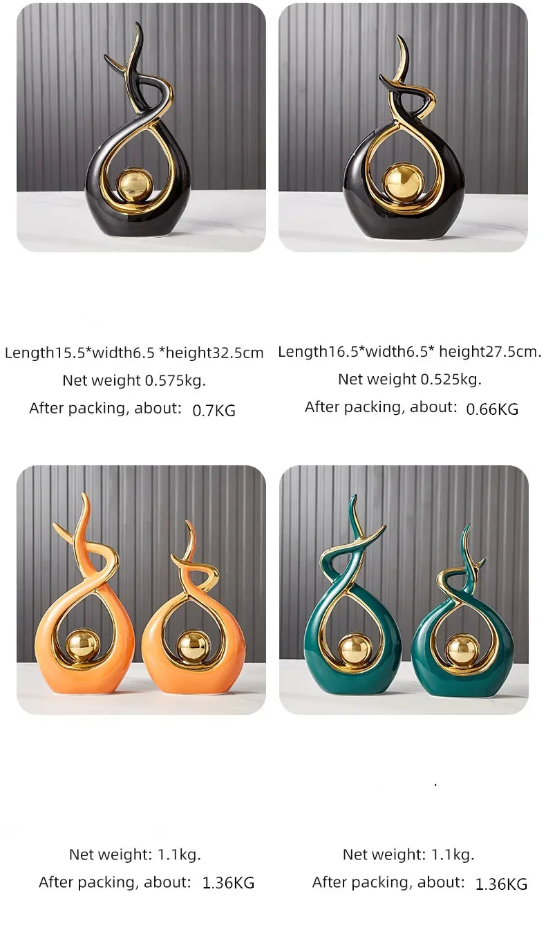 Nordic Ceramic Figurine – Feng Shui Home Decoration Statue