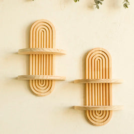 Boho Wooden Wall Shelves – Modern Home Decor Storage Rack