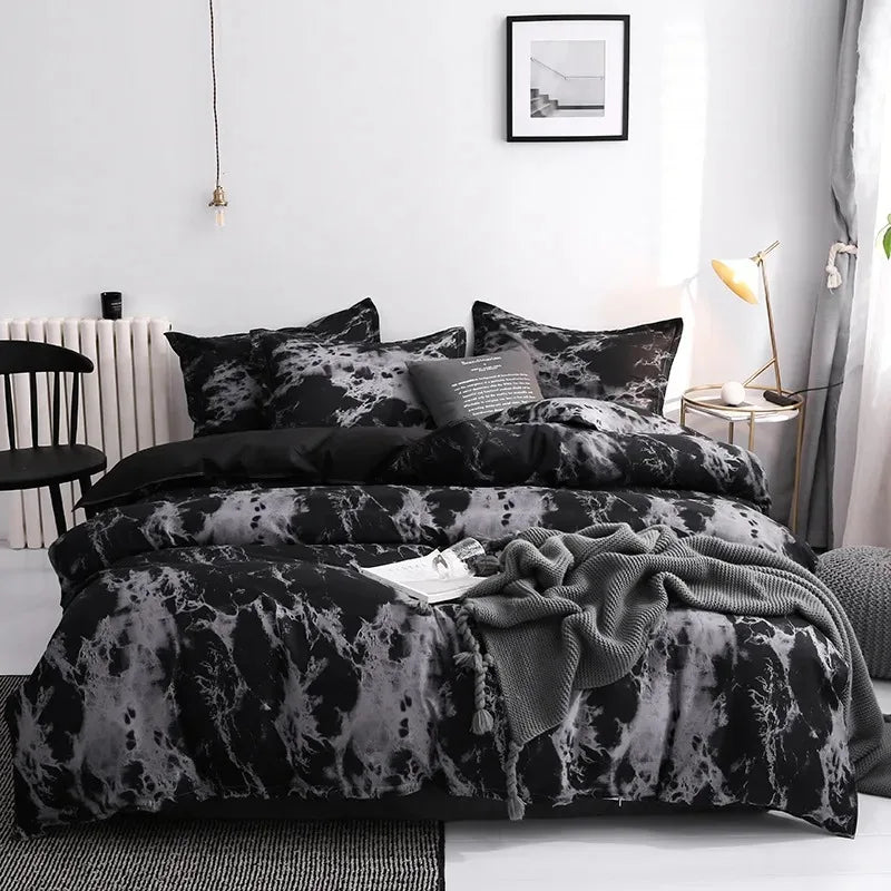 Classic Black Bed Linen Set – Smooth Microfiber Duvet Cover with Pillow Shams, All Sizes