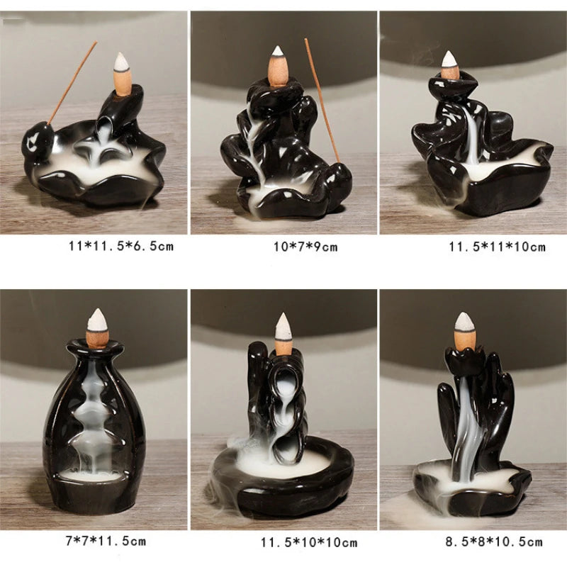 Ceramic Backflow Incense Burner – Zen Aromatherapy Decor for Home, Yoga, and Meditation
