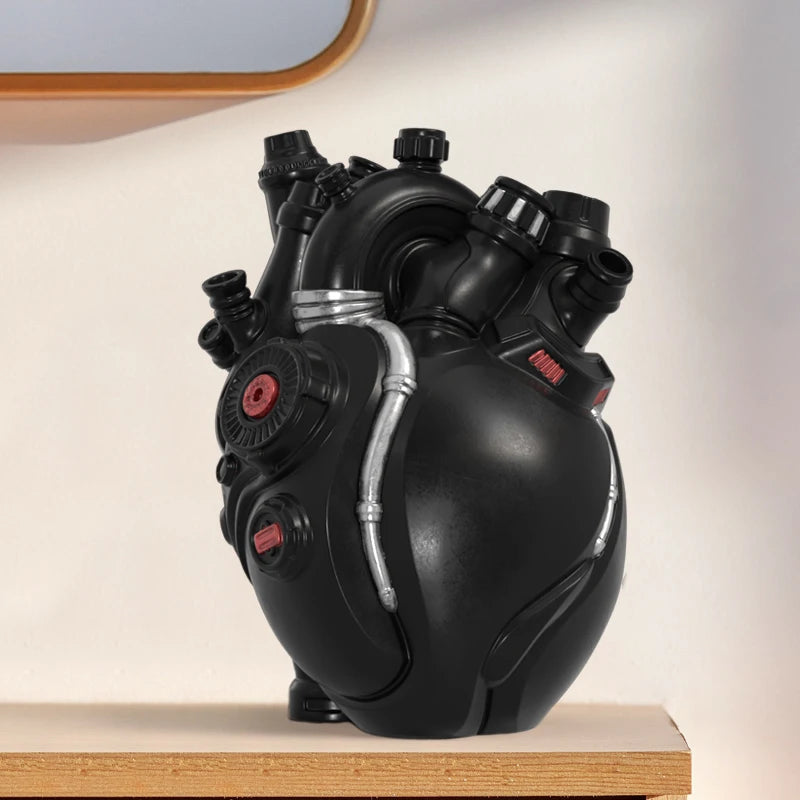 Mechanical Heart Resin Vase – Unique Home Desktop Decoration