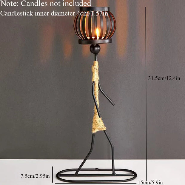 Nordic Abstract Metal Candle Holder – Handmade Character Sculpture Decor