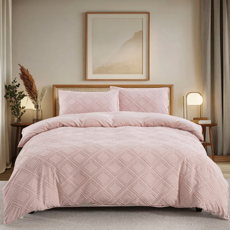 Tufted Boho Chic Duvet Cover Set – Soft Textured Microfiber Bedding (2/3 Piece, Multiple Sizes)