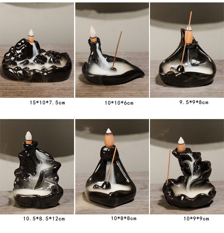 Ceramic Backflow Incense Burner – Zen Aromatherapy Decor for Home, Yoga, and Meditation