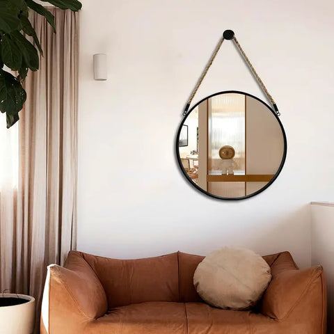 Black Circular Wall Mirror