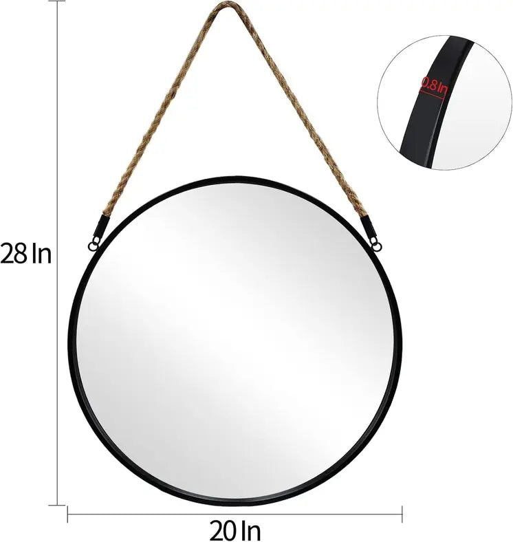 Black Circular Wall Mirror