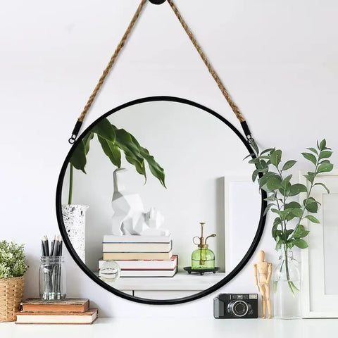 Black Circular Wall Mirror